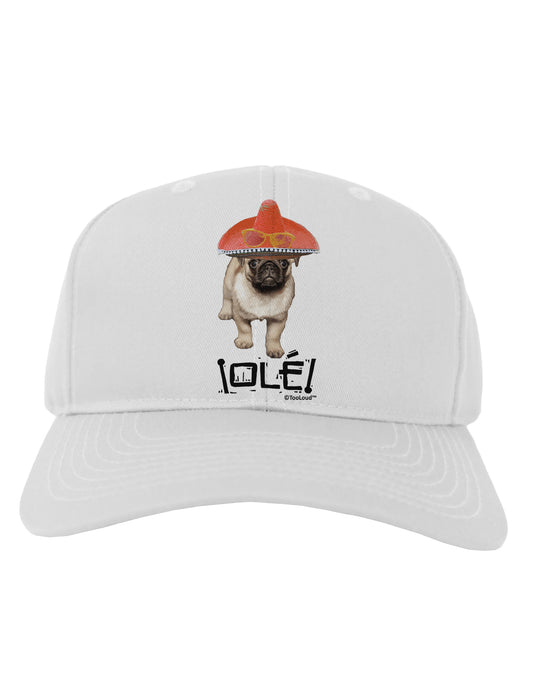 Pug Dog with Pink Sombrero - Ole Adult Baseball Cap Hat by TooLoud-Baseball Cap-TooLoud-White-One Size-Davson Sales