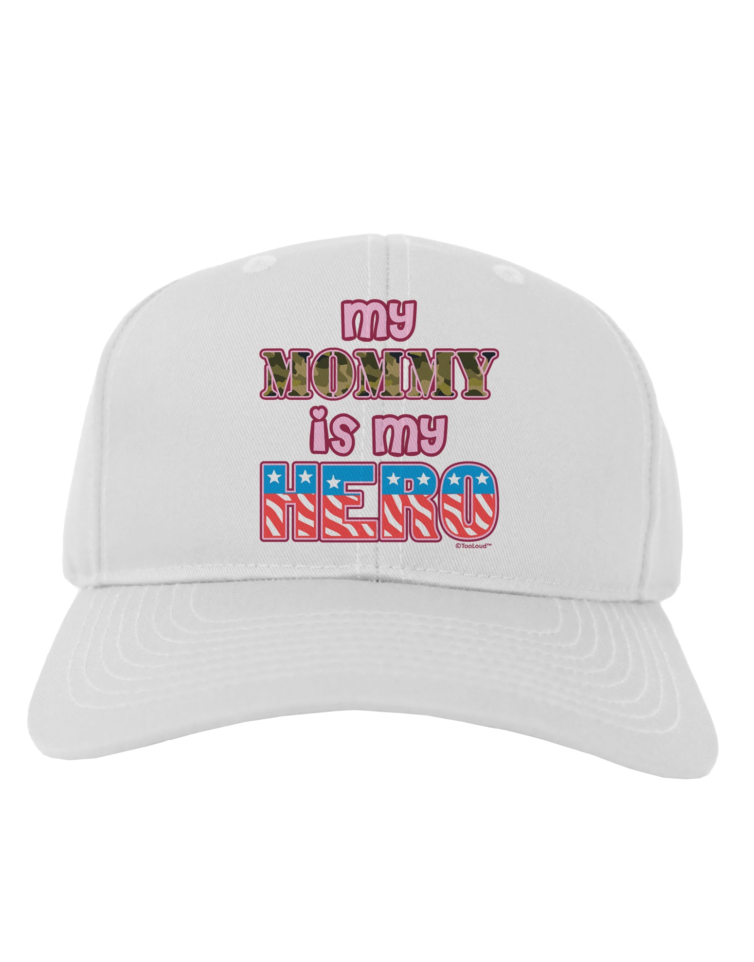 My Mommy is My Hero - Armed Forces - Pink Adult Baseball Cap Hat by TooLoud-Baseball Cap-TooLoud-White-One Size-Davson Sales