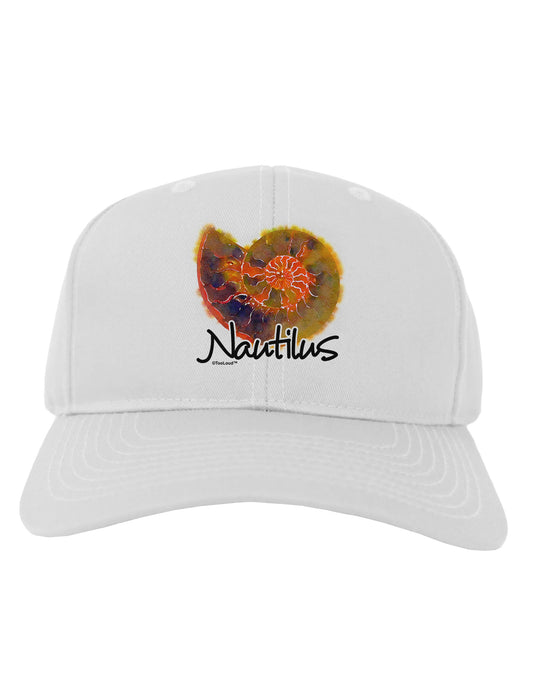 Nautilus Fossil Watercolor Text Adult Baseball Cap Hat-Baseball Cap-TooLoud-White-One Size-Davson Sales