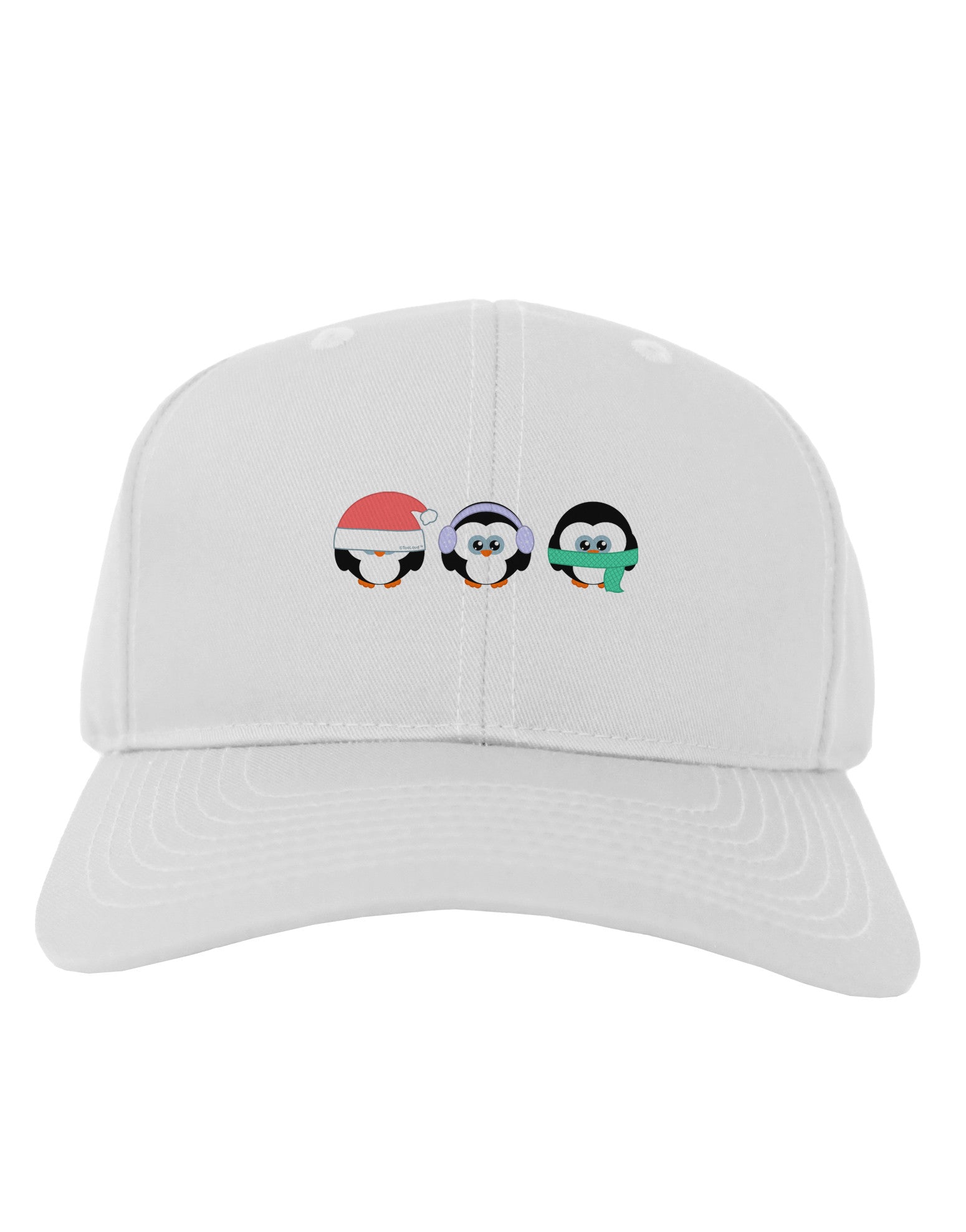 Christmas Penguins See No Evil Hear No Evil Speak No Evil Adult Baseball Cap Hat-Baseball Cap-TooLoud-White-One Size-Davson Sales