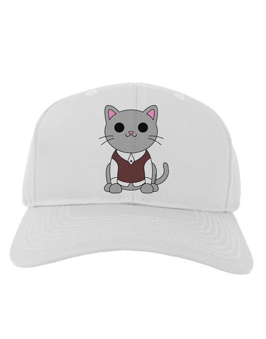 Cute Sweater Vest Cat Design Adult Baseball Cap Hat by TooLoud-Baseball Cap-TooLoud-White-One Size-Davson Sales