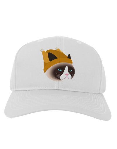 Disgruntled Cat Wearing Turkey Hat Adult Baseball Cap Hat by-Baseball Cap-TooLoud-White-One Size-Davson Sales