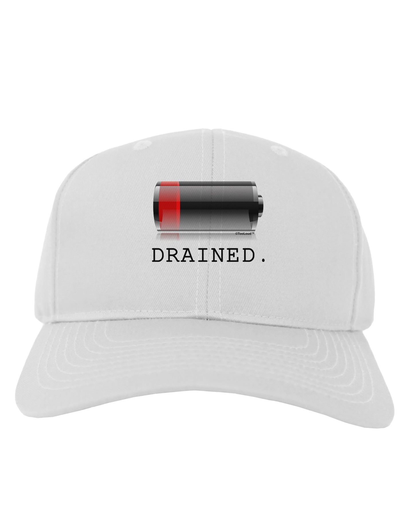 Battery Drained Adult Baseball Cap Hat-Baseball Cap-TooLoud-White-One Size-Davson Sales