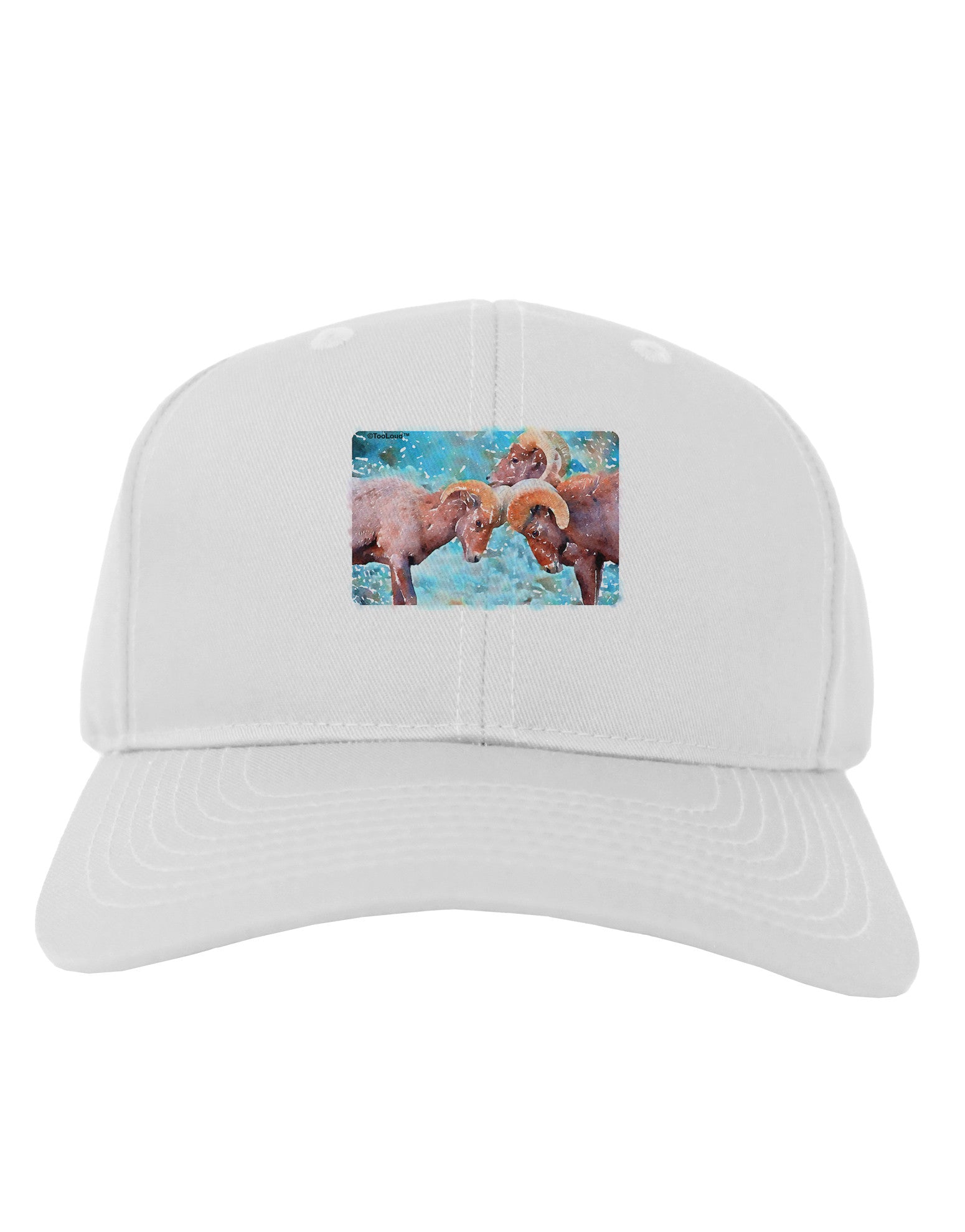 CO Bighorn Head Butt Watercolor Adult Baseball Cap Hat-Baseball Cap-TooLoud-White-One Size-Davson Sales