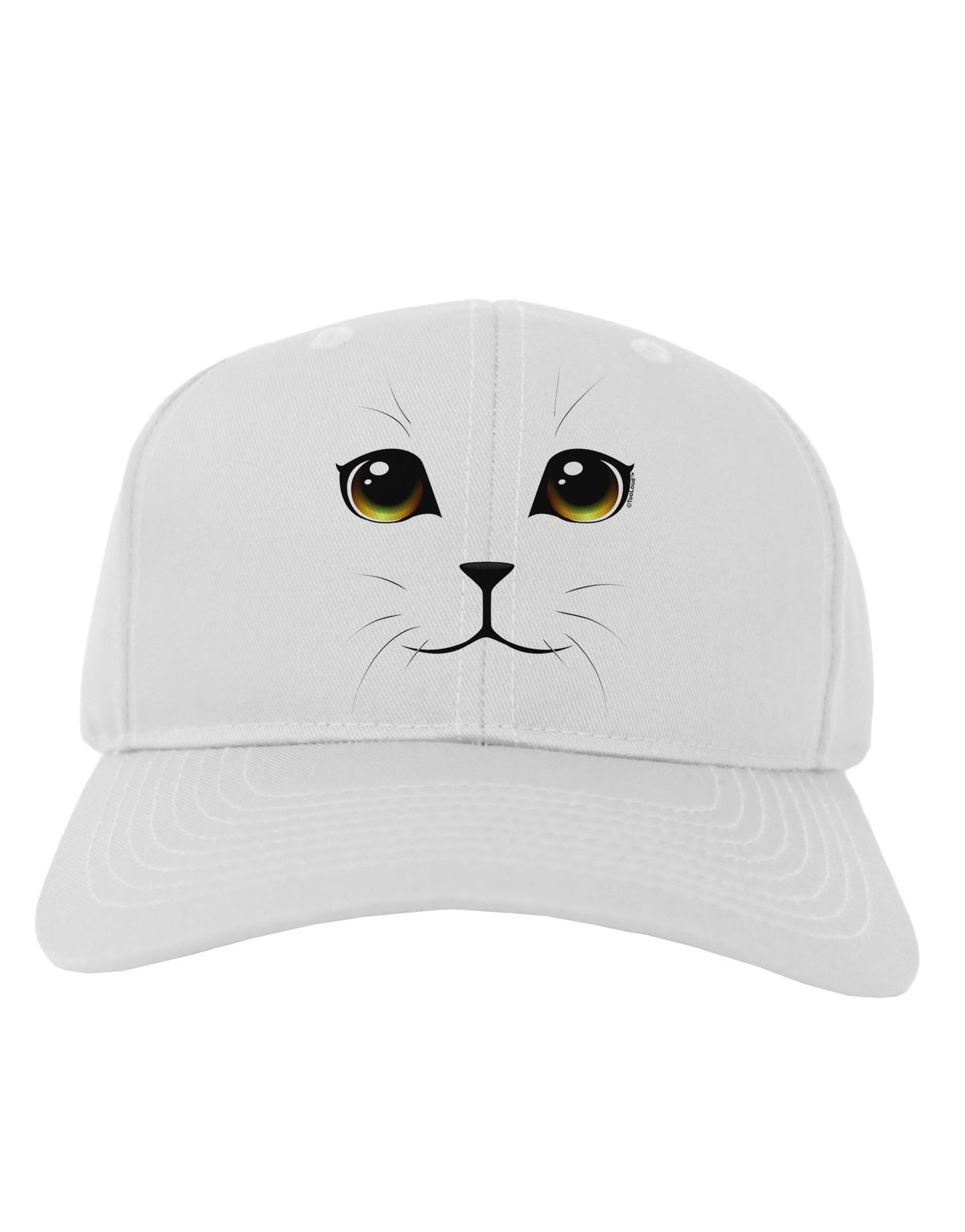 TooLoud Yellow Amber-Eyed Cute Cat Face Adult Baseball Cap Hat-Baseball Cap-TooLoud-White-One Size-Davson Sales