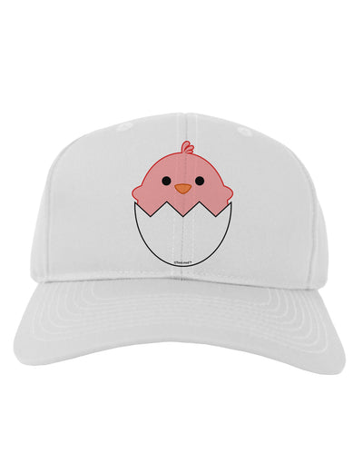 Cute Hatching Chick - Pink Adult Baseball Cap Hat by TooLoud-Baseball Cap-TooLoud-White-One Size-Davson Sales