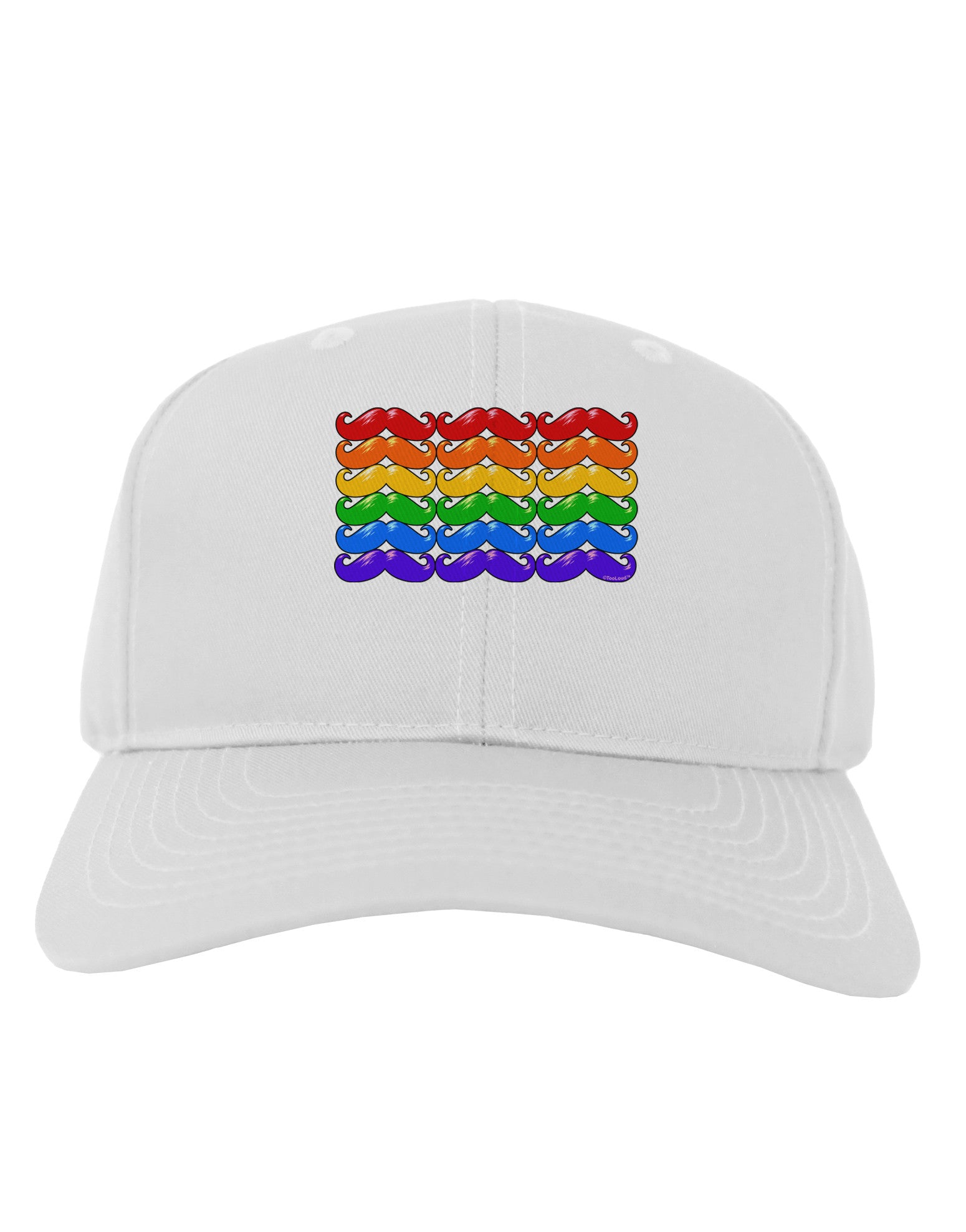 Rainbow Mustaches Gay Pride Flag Adult Baseball Cap Hat-Baseball Cap-TooLoud-White-One Size-Davson Sales