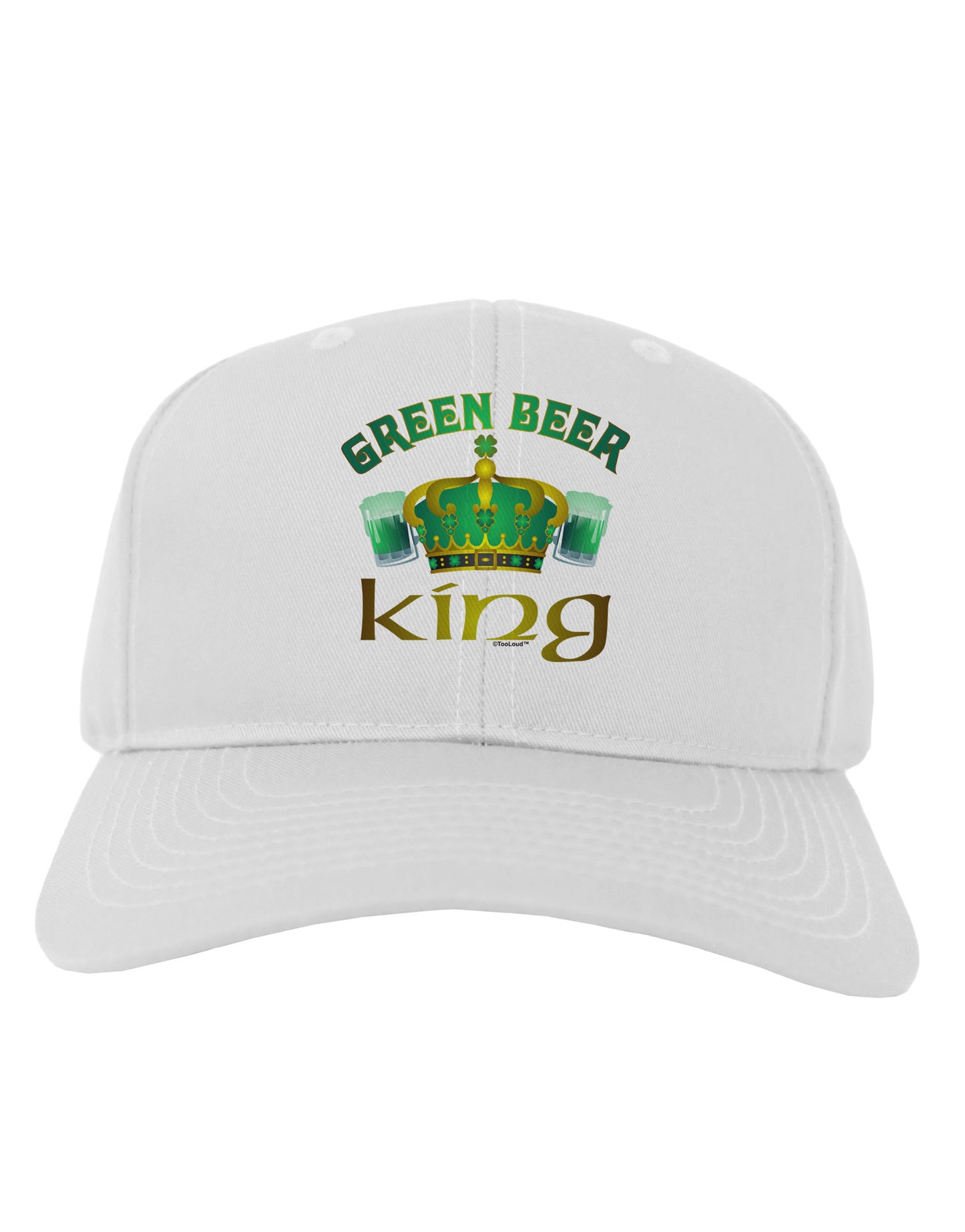 Green Beer King Adult Baseball Cap Hat-Baseball Cap-TooLoud-White-One Size-Davson Sales