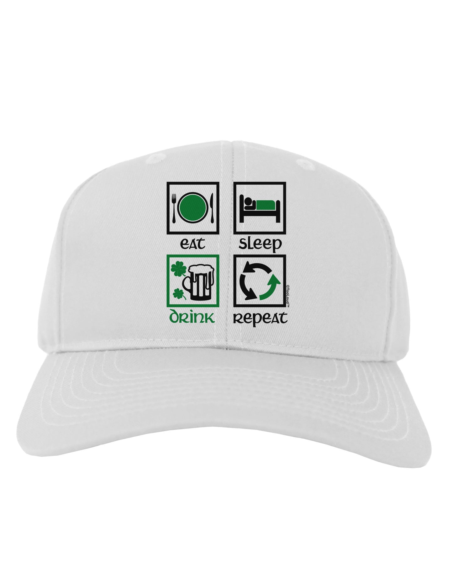 Eat Sleep Drink Green Beer Repeat Adult Baseball Cap Hat-Baseball Cap-TooLoud-White-One Size-Davson Sales