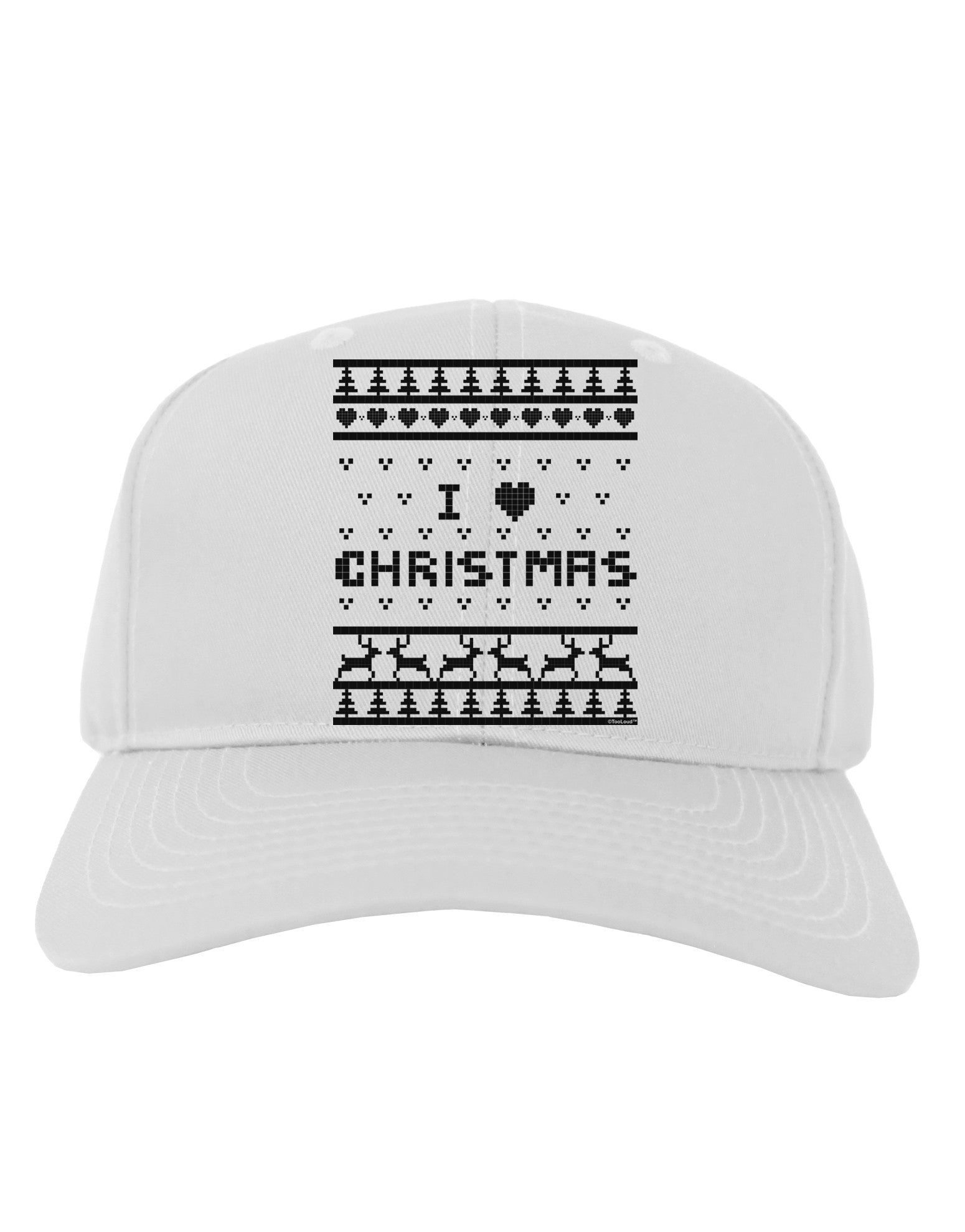 I Heart Christmas Ugly Christmas Sweater Adult Baseball Cap Hat-Baseball Cap-TooLoud-White-One Size-Davson Sales