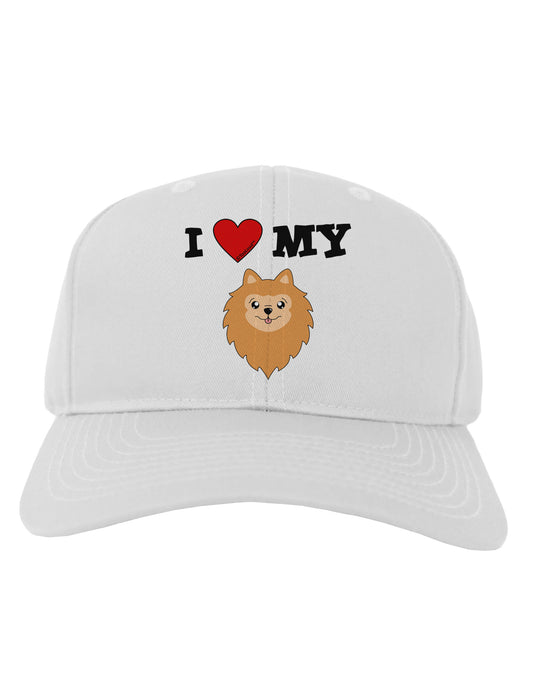 I Heart My - Cute Pomeranian Dog Adult Baseball Cap Hat by TooLoud-Baseball Cap-TooLoud-White-One Size-Davson Sales