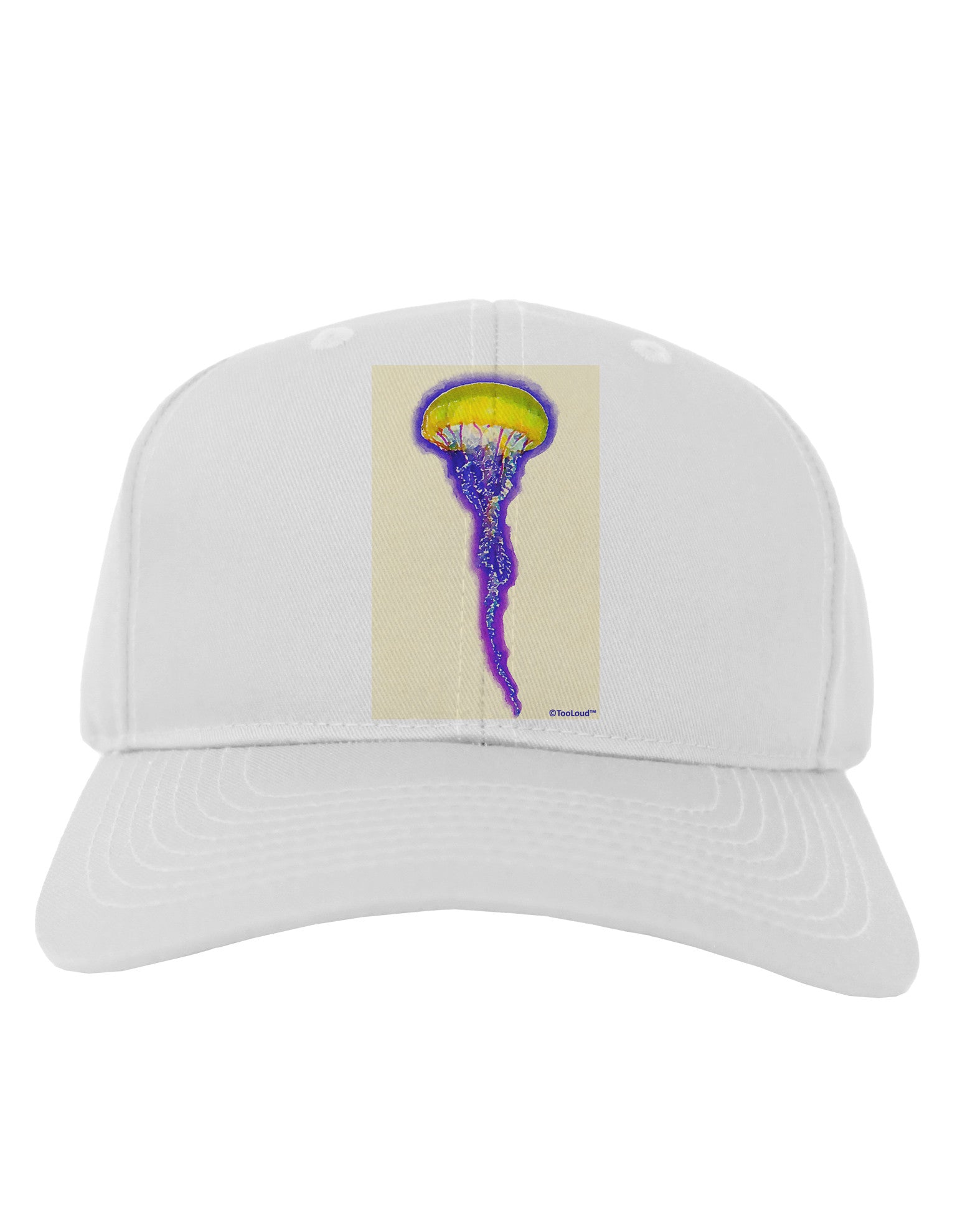 Jellyfish Outlined in Purple Watercolor Adult Baseball Cap Hat-Baseball Cap-TooLoud-White-One Size-Davson Sales
