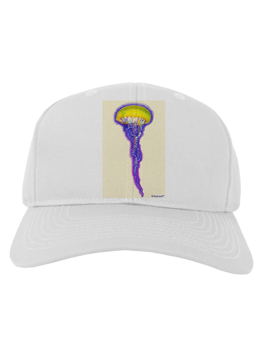 Jellyfish Outlined in Purple Watercolor Adult Baseball Cap Hat-Baseball Cap-TooLoud-White-One Size-Davson Sales