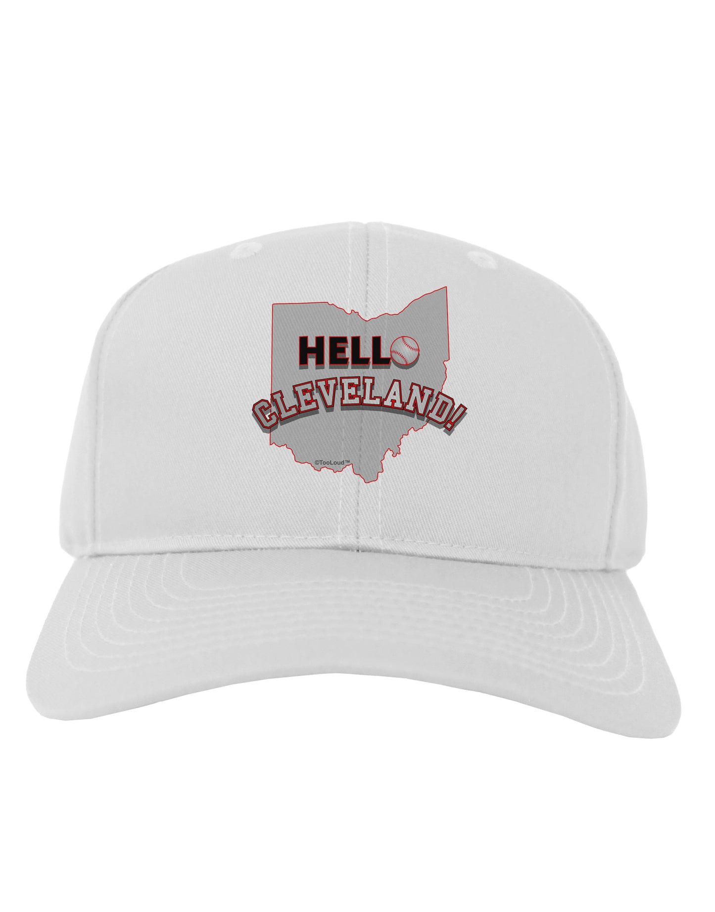 Hello Cleveland Adult Baseball Cap Hat-Baseball Cap-TooLoud-White-One Size-Davson Sales