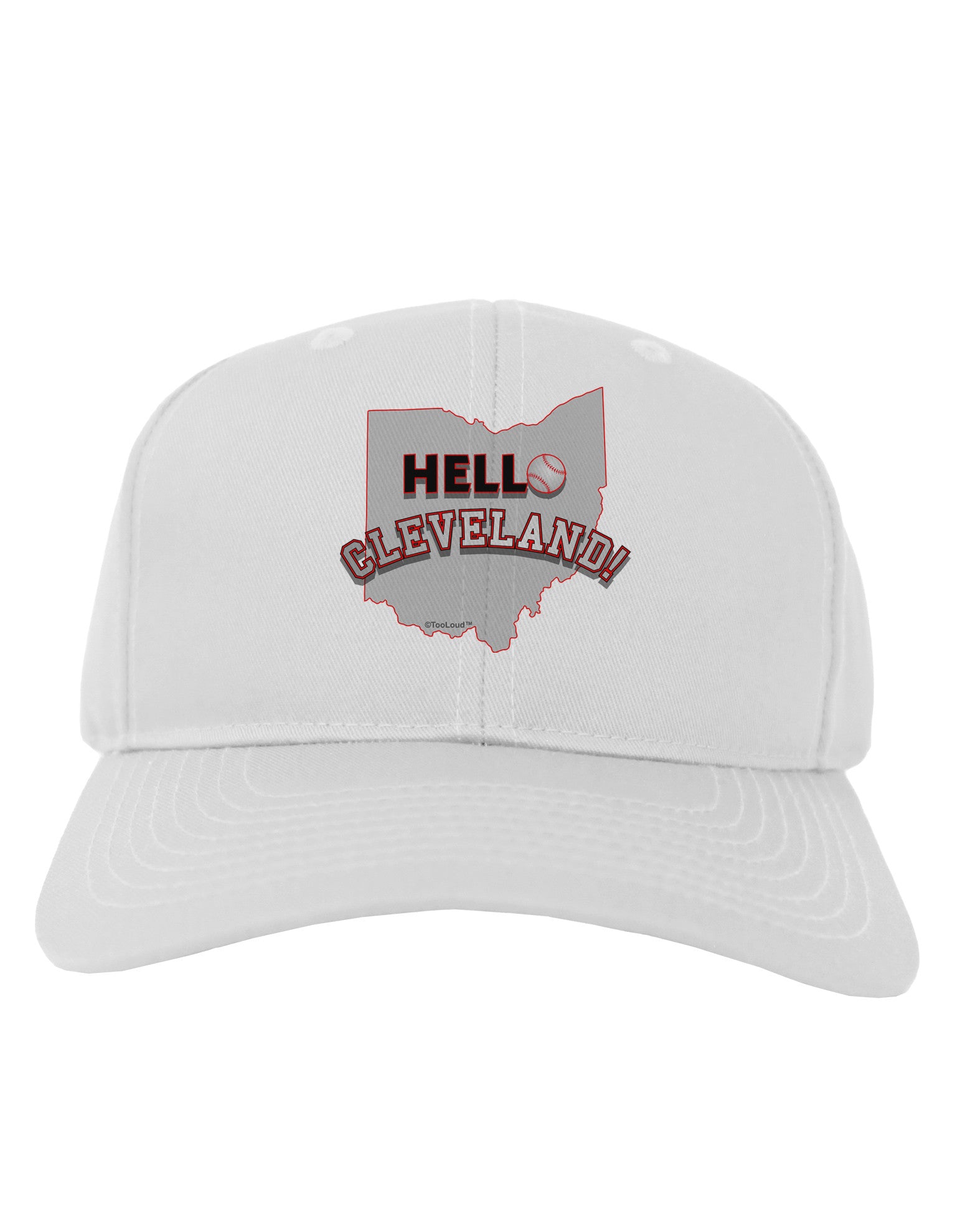 Hello Cleveland Adult Baseball Cap Hat-Baseball Cap-TooLoud-White-One Size-Davson Sales