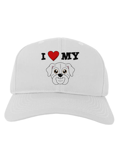 I Heart My - Cute Bulldog - White Adult Baseball Cap Hat by TooLoud-Baseball Cap-TooLoud-White-One Size-Davson Sales