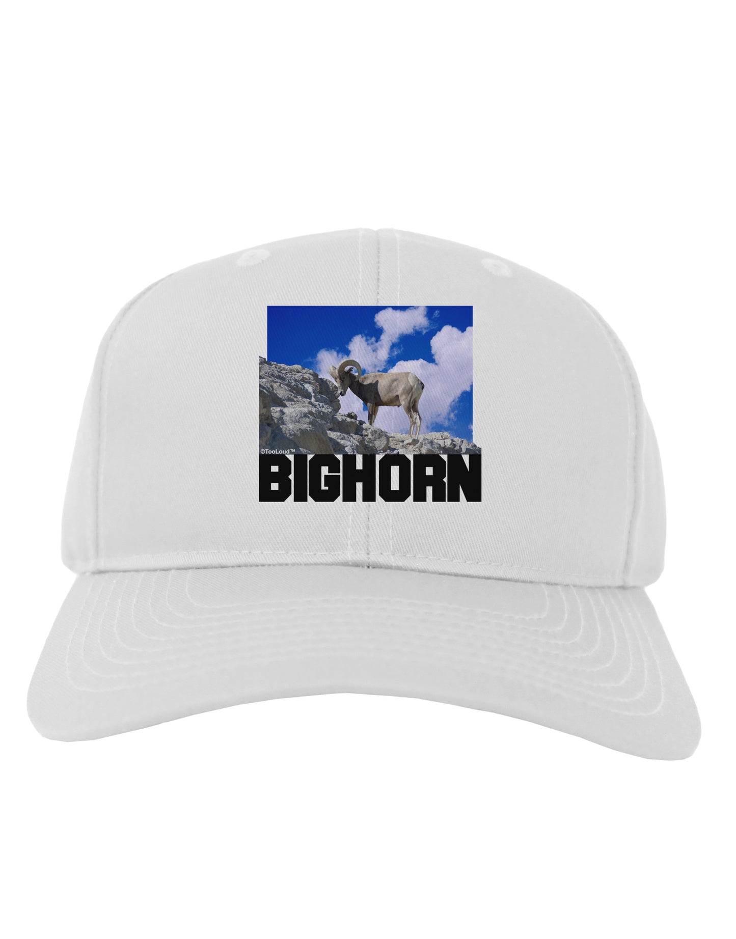 Bighorn Ram Text Adult Baseball Cap Hat-Baseball Cap-TooLoud-White-One Size-Davson Sales