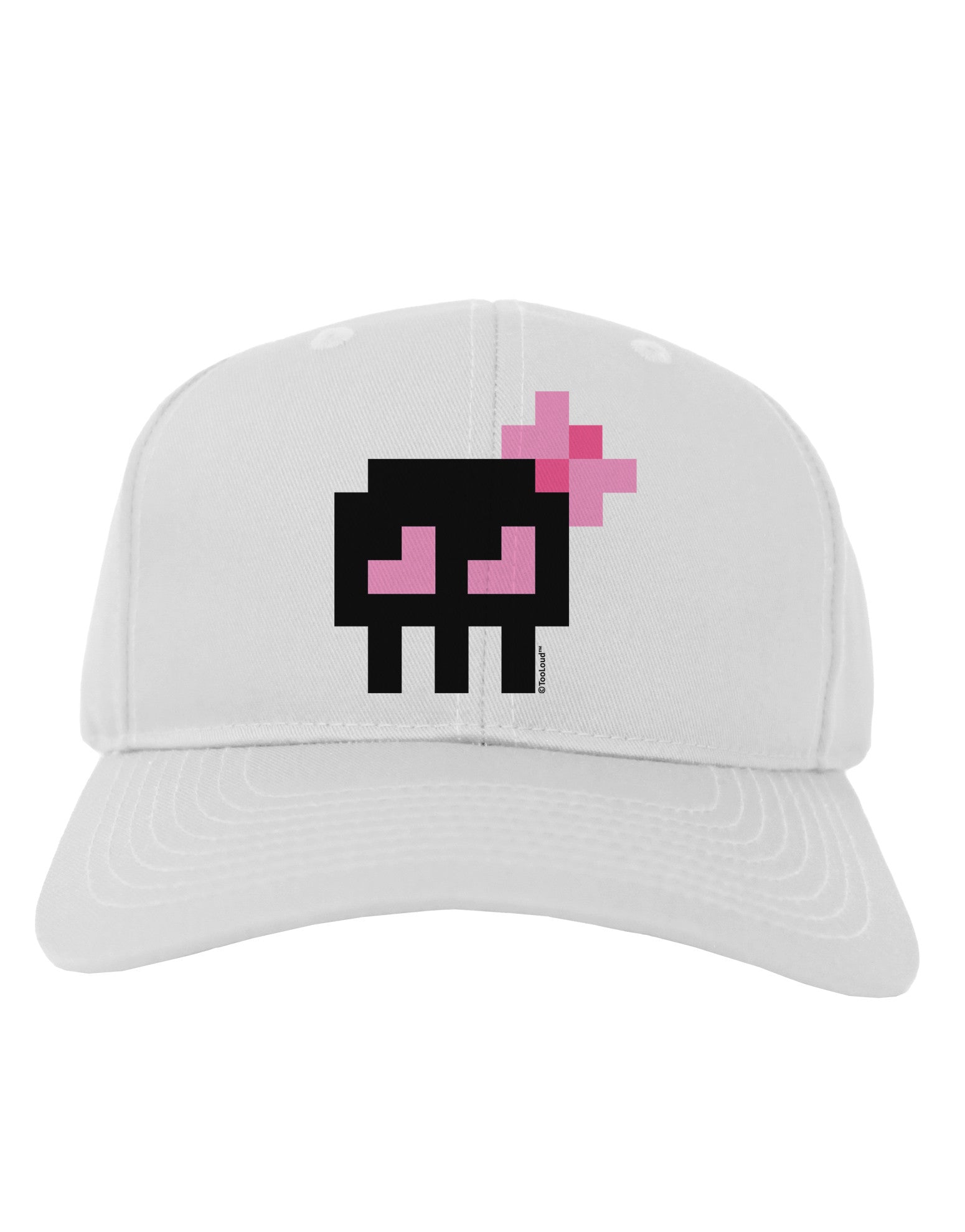 Retro 8-Bit Skull with Pink Bow Adult Baseball Cap Hat-Baseball Cap-TooLoud-White-One Size-Davson Sales