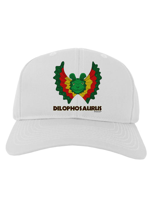 Dilophosaurus Design - Color - Text Adult Baseball Cap Hat by TooLoud-Baseball Cap-TooLoud-White-One Size-Davson Sales
