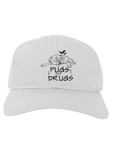 TooLoud Pugs Not Drugs Adult Baseball Cap Hat-Baseball Cap-TooLoud-White-One-Size-Fits-Most-Davson Sales