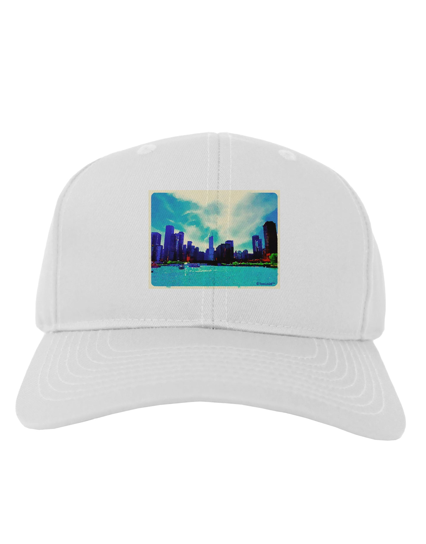 Chicago Skyline Watercolor Adult Baseball Cap Hat-Baseball Cap-TooLoud-White-One Size-Davson Sales