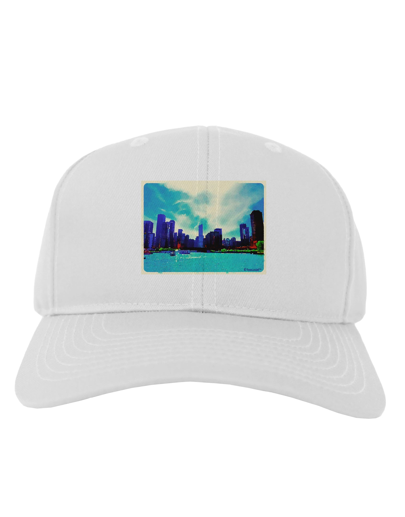 Chicago Skyline Watercolor Adult Baseball Cap Hat-Baseball Cap-TooLoud-White-One Size-Davson Sales