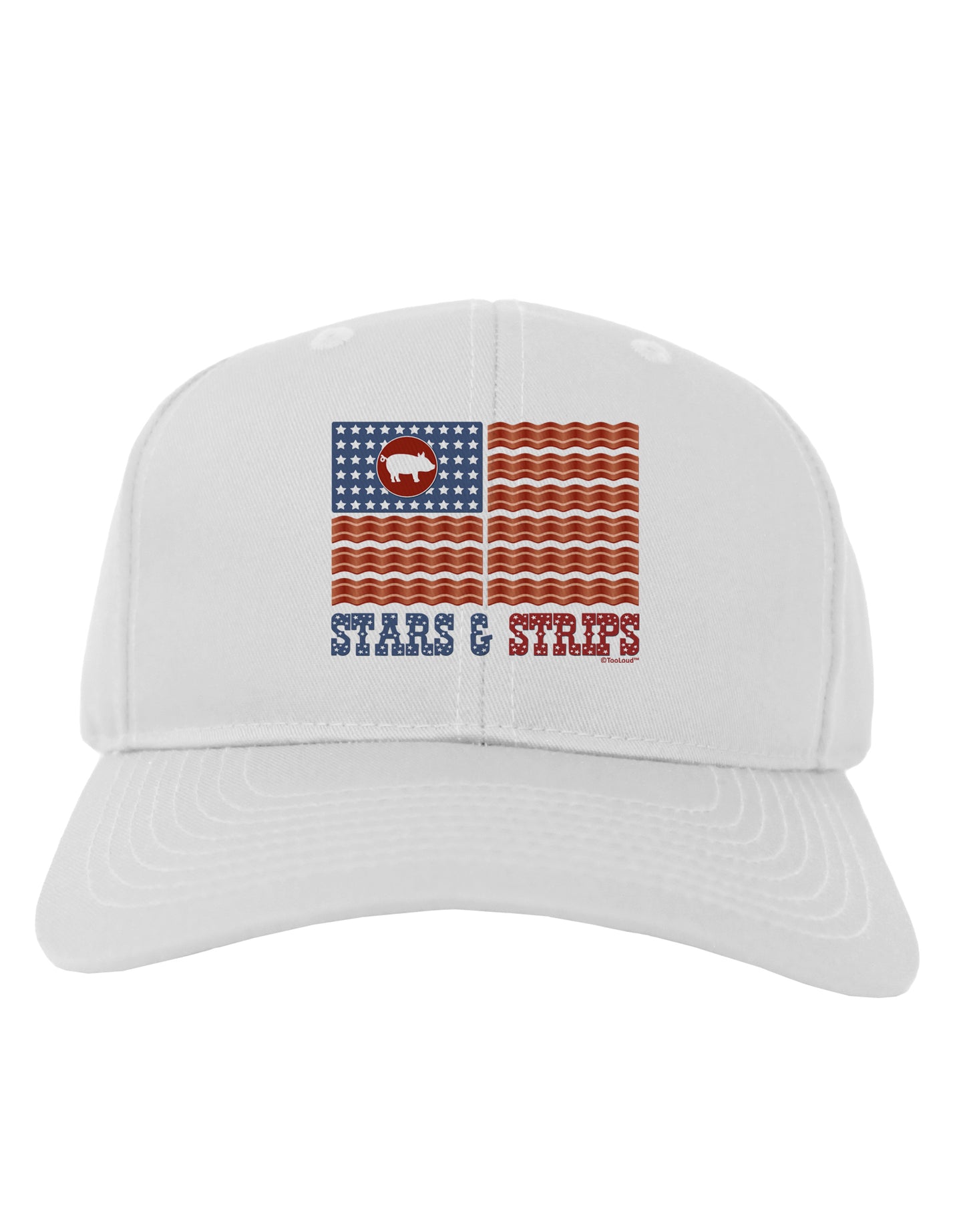 American Bacon Flag - Stars and Strips Adult Baseball Cap Hat-Baseball Cap-TooLoud-White-One Size-Davson Sales