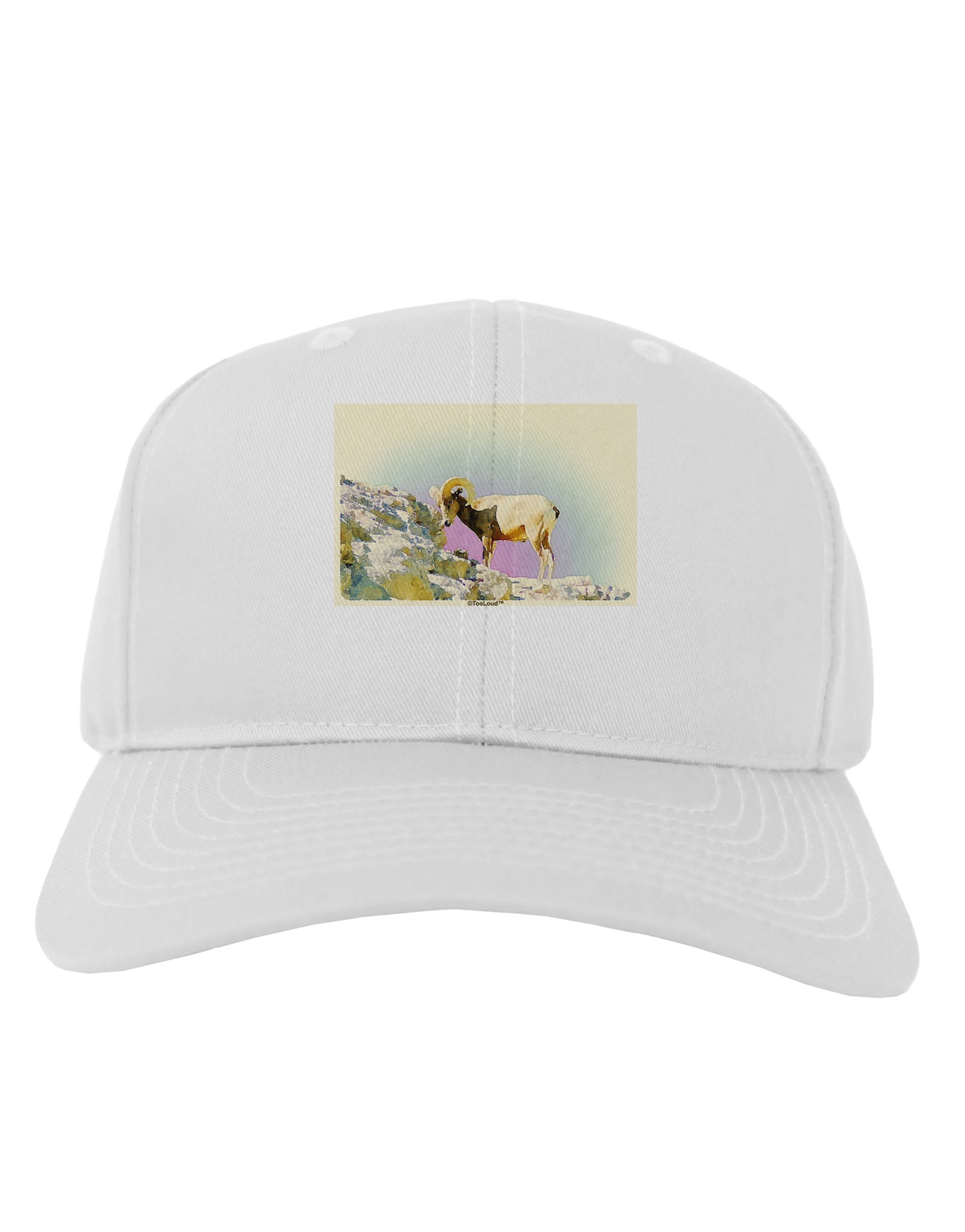 Bighorn Ram Watercolor Adult Baseball Cap Hat-Baseball Cap-TooLoud-White-One Size-Davson Sales