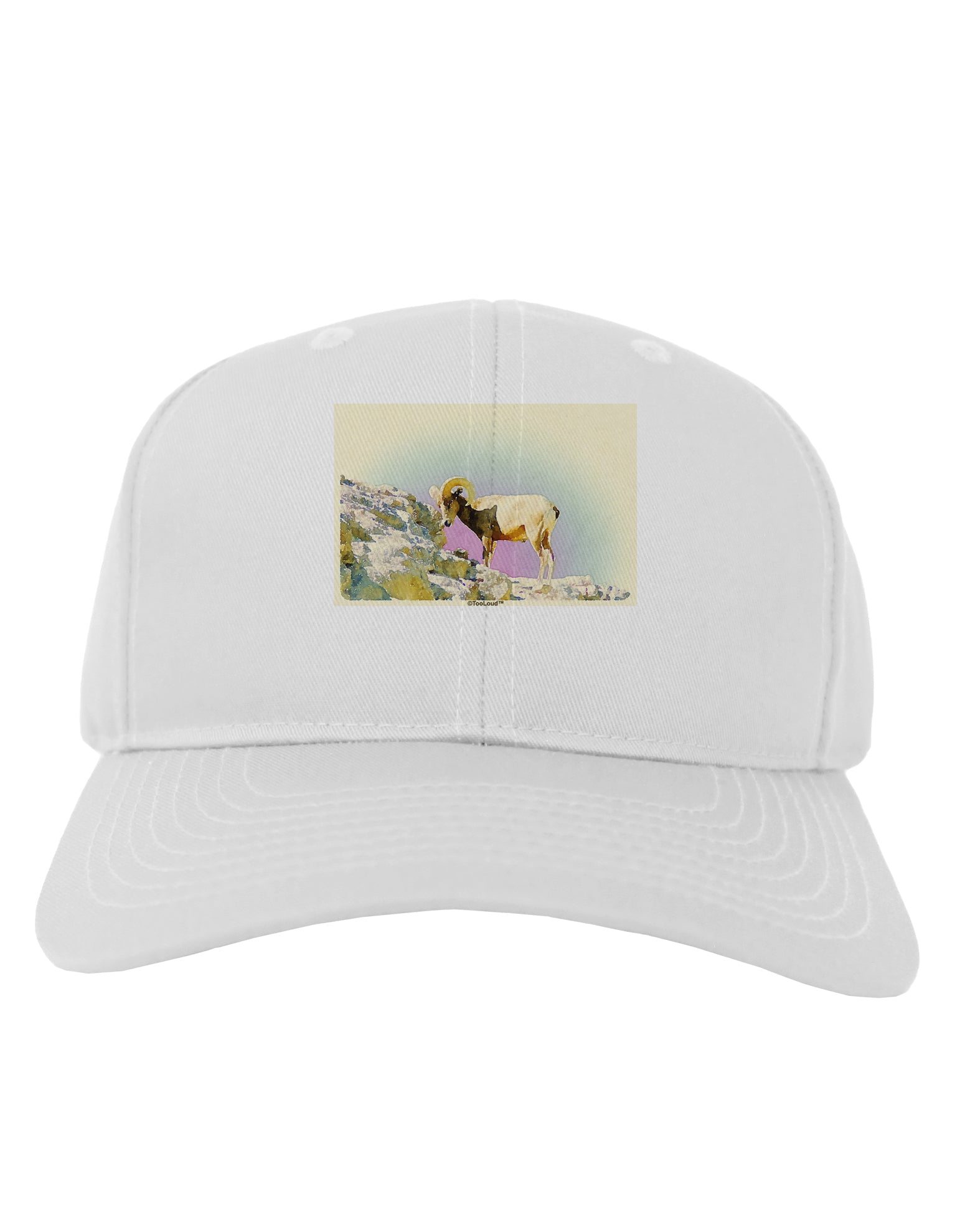Bighorn Ram Watercolor Adult Baseball Cap Hat-Baseball Cap-TooLoud-White-One Size-Davson Sales