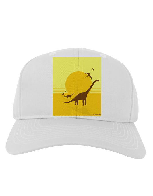 Brontosaurus and Pterodactyl Silhouettes with Sun Adult Baseball Cap Hat by TooLoud-Baseball Cap-TooLoud-White-One Size-Davson Sales