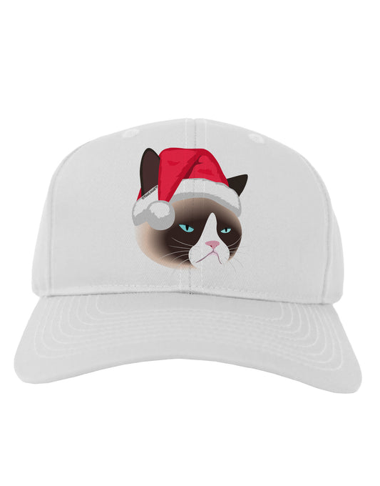 Santa Hat Disgruntled Siamese Cat Adult Baseball Cap Hat by-Baseball Cap-TooLoud-White-One Size-Davson Sales
