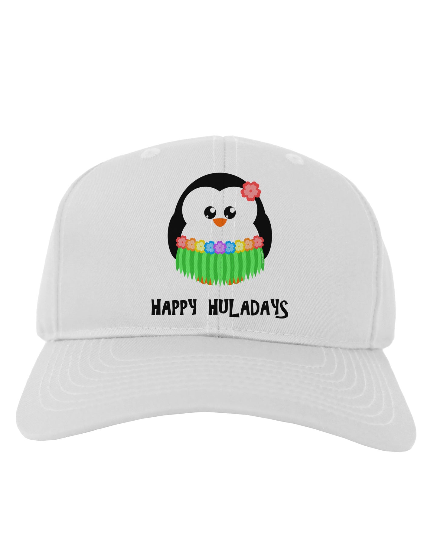 Happy Huladays Holiday Penguin - Christmas Adult Baseball Cap Hat-Baseball Cap-TooLoud-White-One Size-Davson Sales
