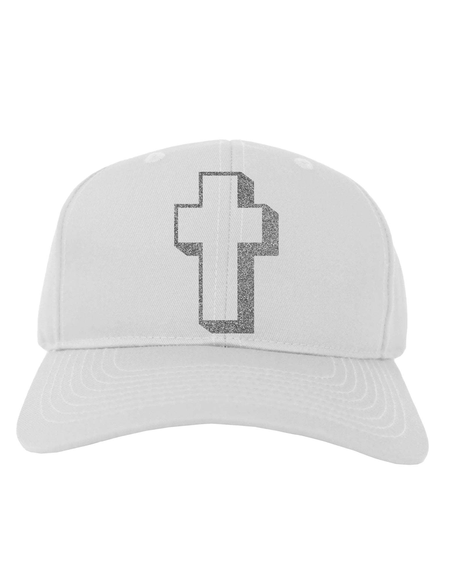 Simple Cross Design Glitter - Silver Adult Baseball Cap Hat by TooLoud-Baseball Cap-TooLoud-White-One Size-Davson Sales