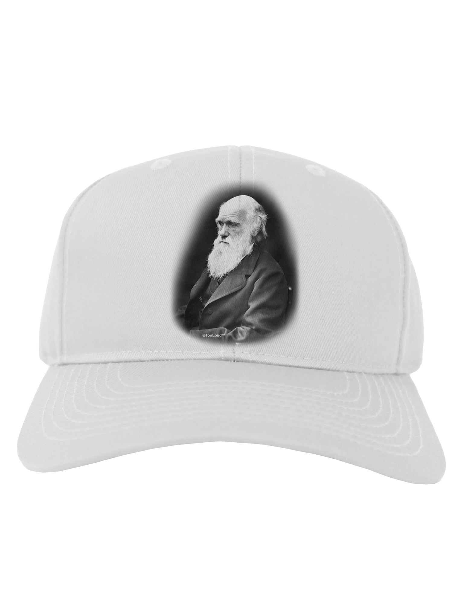 Charles Darwin Black and White Adult Baseball Cap Hat by TooLoud-Baseball Cap-TooLoud-White-One Size-Davson Sales