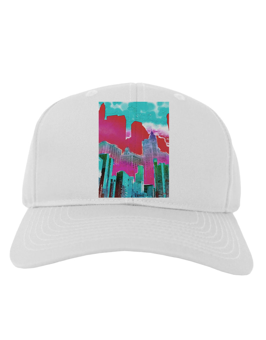 Chicago Abstract 2 Watercolor Adult Baseball Cap Hat-Baseball Cap-TooLoud-White-One Size-Davson Sales