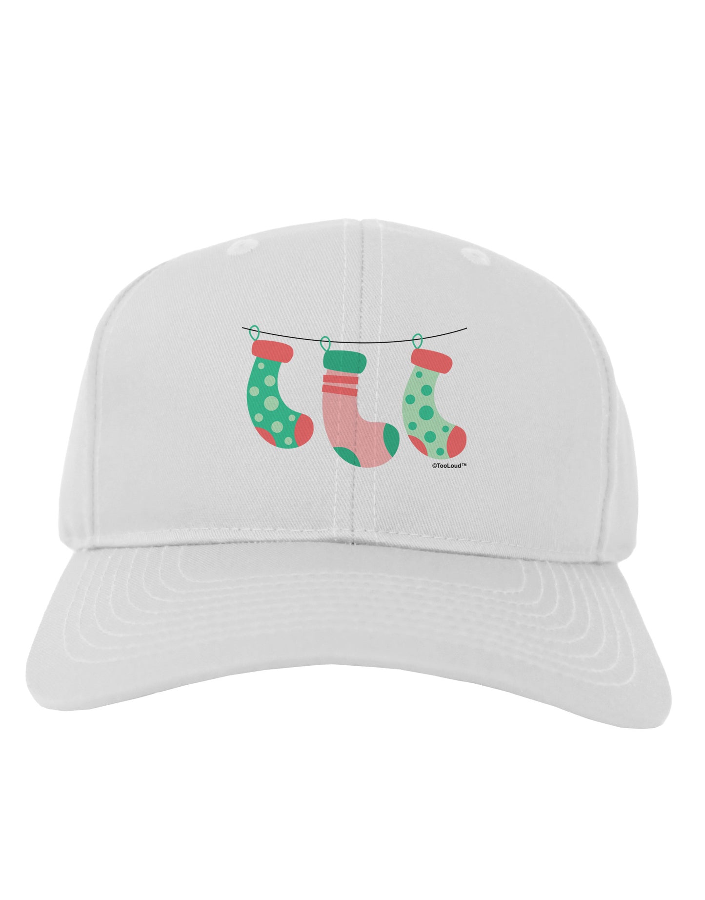 Cute Hanging Christmas Stockings Adult Baseball Cap Hat by TooLoud-Baseball Cap-TooLoud-White-One Size-Davson Sales