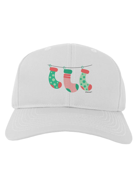 Cute Hanging Christmas Stockings Adult Baseball Cap Hat by TooLoud-Baseball Cap-TooLoud-White-One Size-Davson Sales