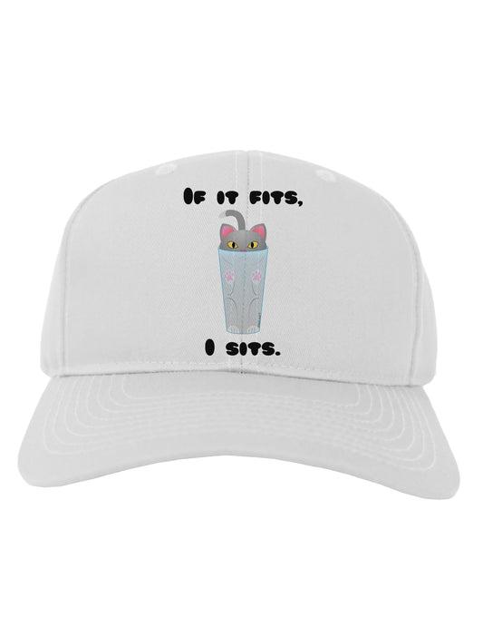 If It Fits - Cute Cat Design Adult Baseball Cap Hat by TooLoud-Baseball Cap-TooLoud-White-One Size-Davson Sales