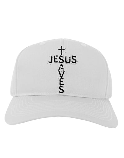 Jesus Saves - Cross Shape Design Adult Baseball Cap Hat by TooLoud-Baseball Cap-TooLoud-White-One Size-Davson Sales