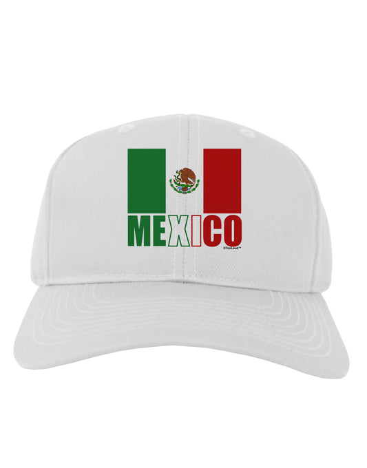 Mexican Flag - Mexico Text Adult Baseball Cap Hat by TooLoud-Baseball Cap-TooLoud-White-One Size-Davson Sales