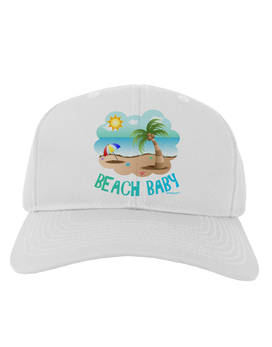 Fun Summer Beach Scene - Beach Baby Adult Baseball Cap Hat by TooLoud-Baseball Cap-TooLoud-White-One Size-Davson Sales