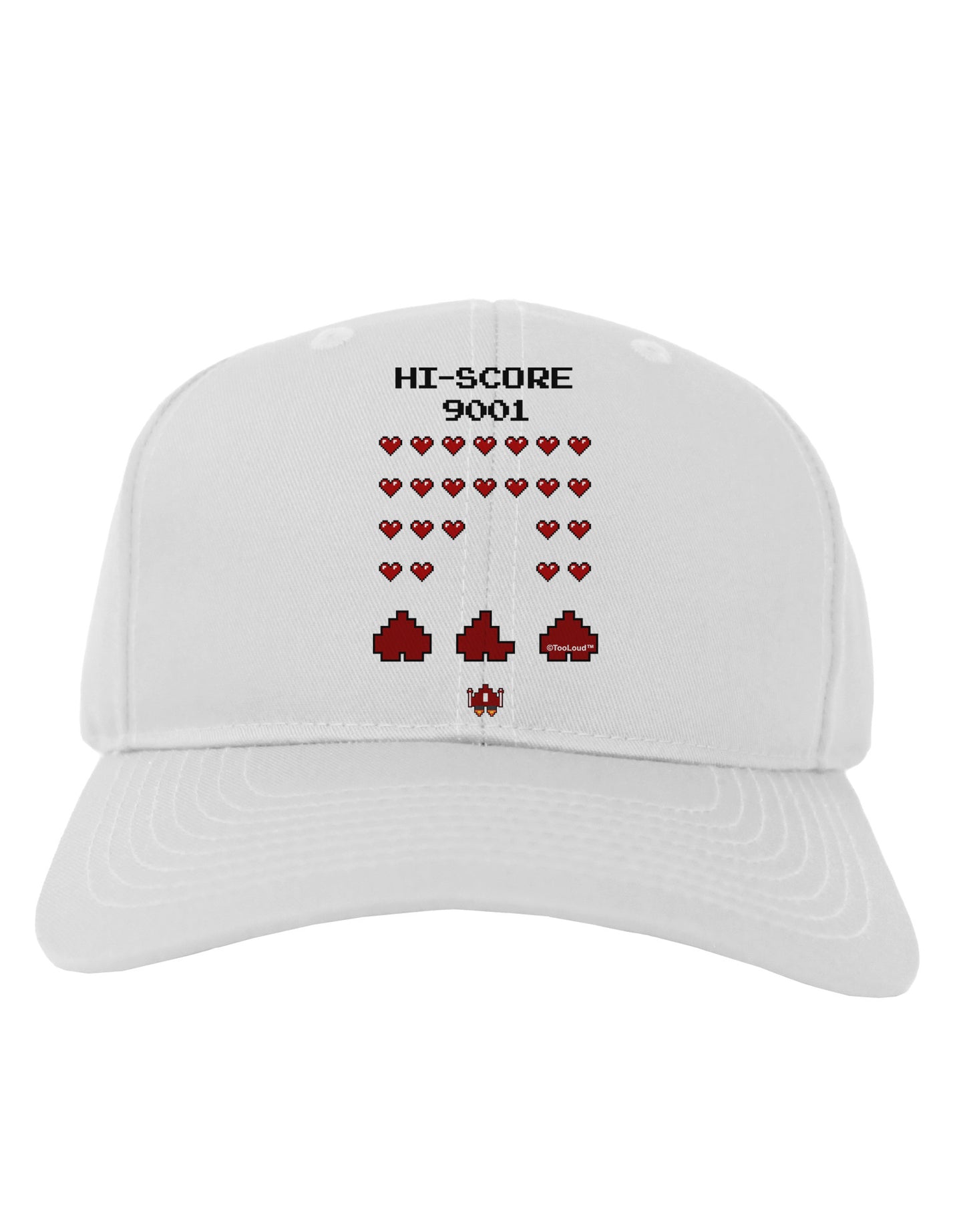 Pixel Heart Invaders Design Adult Baseball Cap Hat-Baseball Cap-TooLoud-White-One Size-Davson Sales