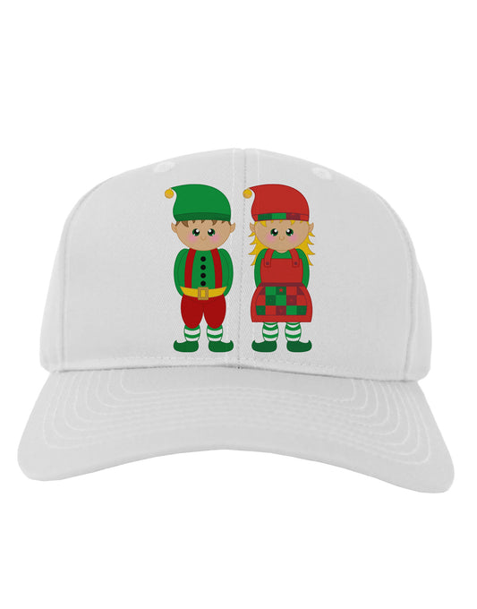Cute Elf Couple Christmas Adult Baseball Cap Hat-Baseball Cap-TooLoud-White-One Size-Davson Sales