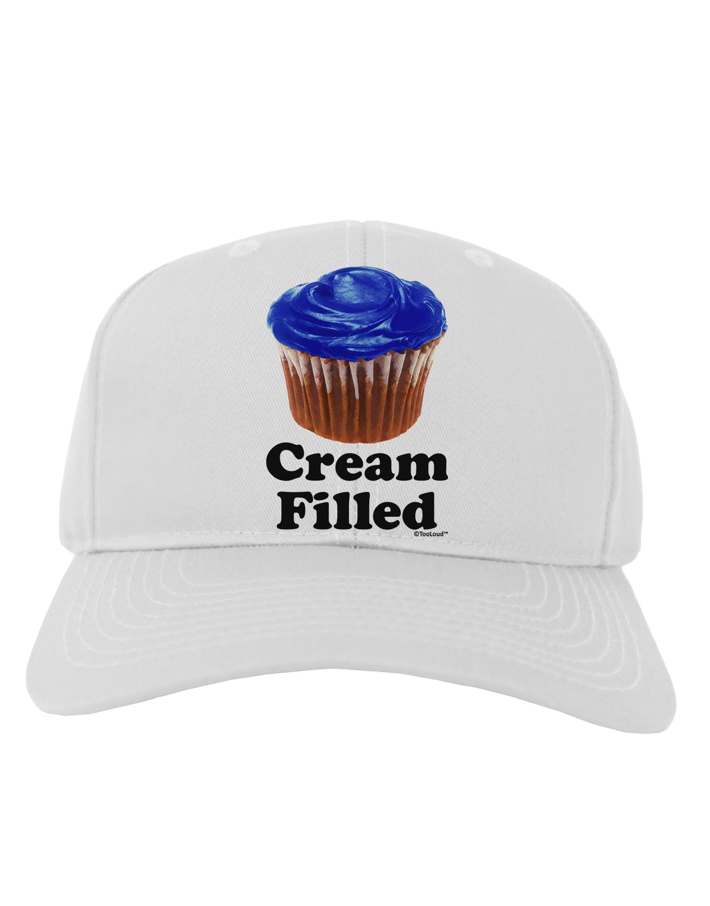 Cream Filled Blue Cupcake Design Adult Baseball Cap Hat by TooLoud-Baseball Cap-TooLoud-White-One Size-Davson Sales