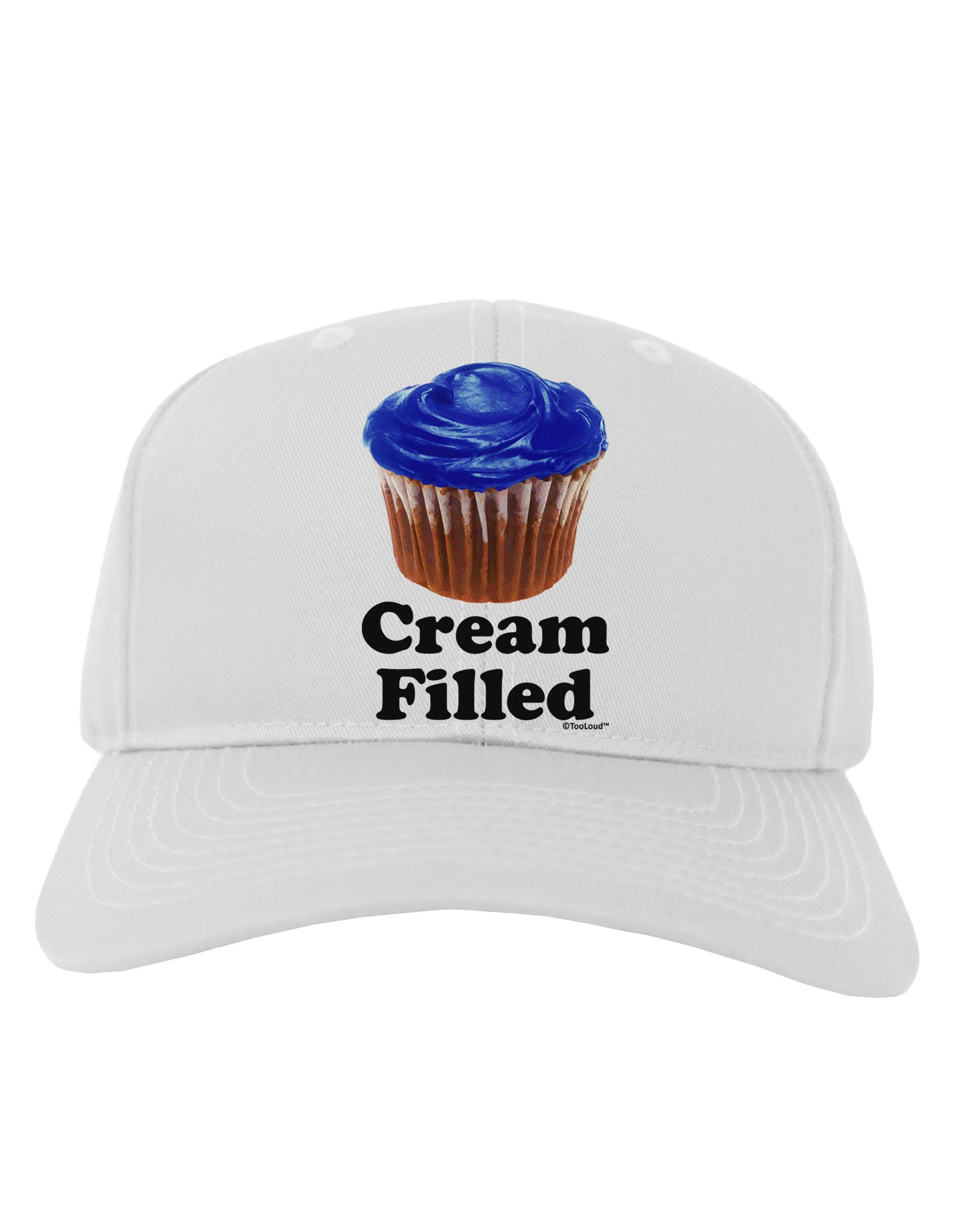 Cream Filled Blue Cupcake Design Adult Baseball Cap Hat by TooLoud-Baseball Cap-TooLoud-White-One Size-Davson Sales