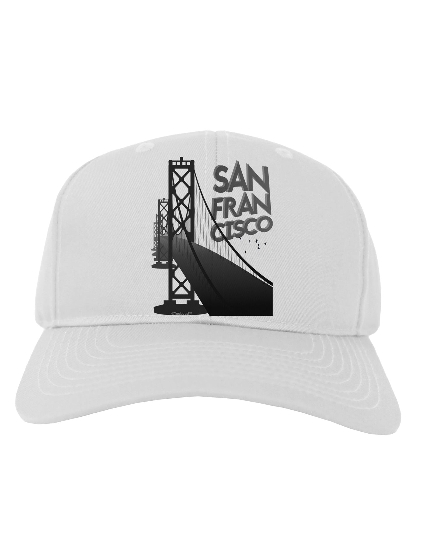 San Francisco Text Bay Bridge Adult Baseball Cap Hat-Baseball Cap-TooLoud-White-One Size-Davson Sales