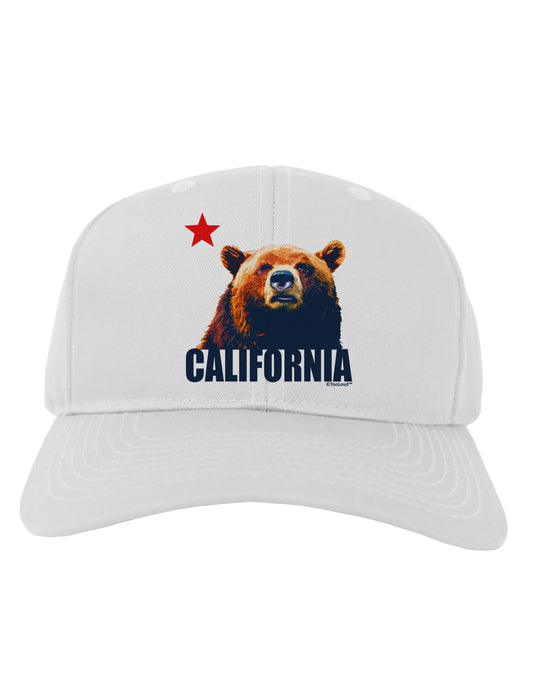 California Republic Design - Grizzly Bear and Star Adult Baseball Cap Hat by TooLoud-Baseball Cap-TooLoud-White-One Size-Davson Sales