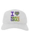 I Love Heart Mardi Gras Adult Baseball Cap Hat-Baseball Cap-TooLoud-White-One Size-Davson Sales