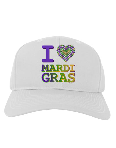 I Love Heart Mardi Gras Adult Baseball Cap Hat-Baseball Cap-TooLoud-White-One Size-Davson Sales