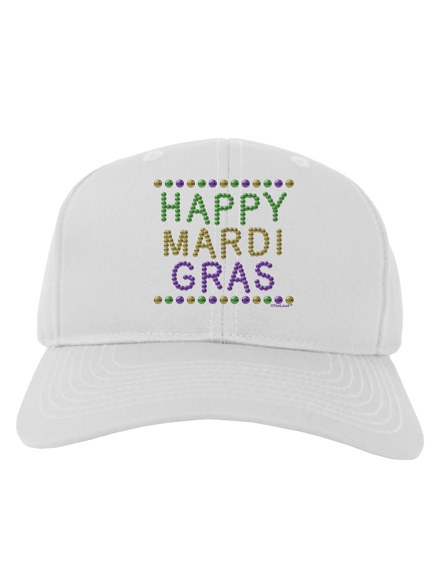 Happy Mardi Gras Beads Adult Baseball Cap Hat-Baseball Cap-TooLoud-White-One Size-Davson Sales